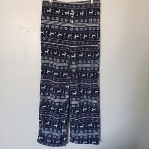 Maurices Small Navy Blue Fleece Christmas Pajamas Pants Fair Isle Deer PJ
